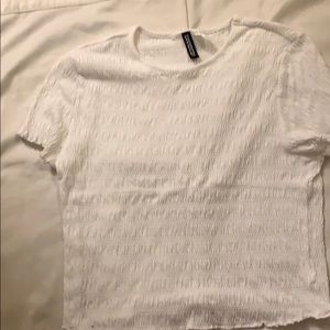 White crop ruffle top